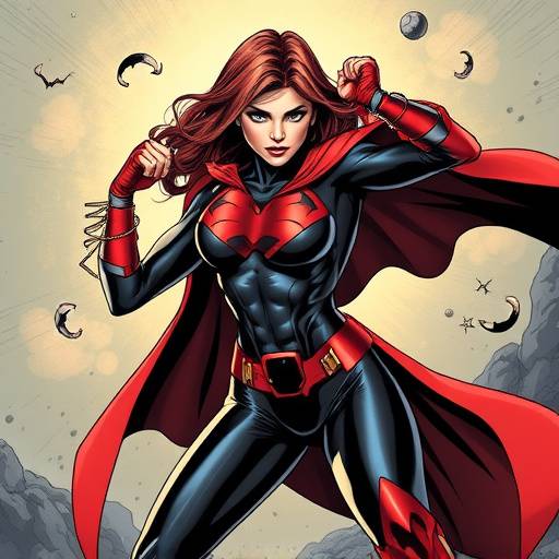 Comic panel showcasing a dynamic superhero pose, created by Anya Petrova