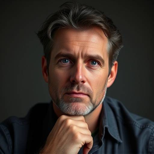 Headshot of Miles Corbin, an award-winning dialogue writer, with a thoughtful expression